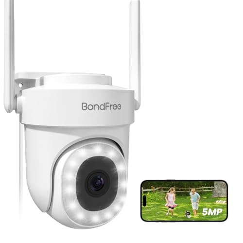 BondFree-5MP-Security-Camera-Outdoor-245G-WiFi-Cameras-for-Home-Security-with-360PTZ-Surveillance-Camera247Color-Night-VisionPIR-Detection2-Way-TalkCompatible-with-Cloudedge