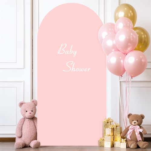 7.2FT Dusty Rose Arch Backdrop Cover, Spandex Fitted Wedding Arch Stand Covers 2-Sided Round Top Chiara Arch Backdrop Cover for Wedding Ceremony Birthday Party Baby Shower Banquet Decoration
