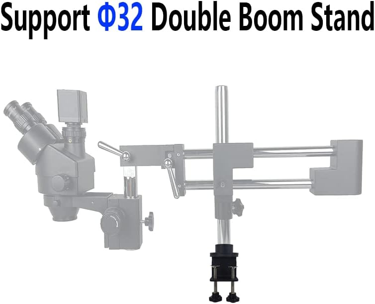 Miniatura 5 de Soporte universal para microscopio ajustable, base de soporte para microscopio con abrazadera de 1.260 in y 0.984 in, poste de soporte para