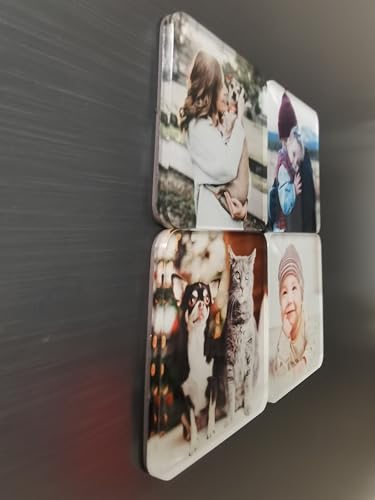 Image of Custom Fridge Magnets, Personalized Photo Magnets for Refrigerator, Home Decoration Picture Magnet Stickers for Office and Kitchen, Door(4 PCs)