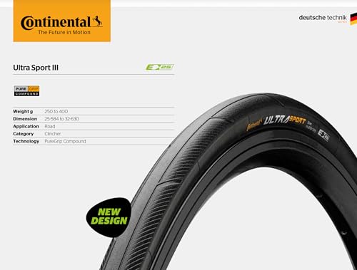 Continental Ultra Sport III 700x23 Schwarz Faltbar PureGrip