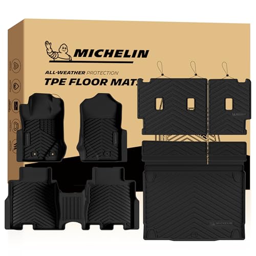 Image of Michelin Vehicle Mats for 2021-2026 Ford Bronco 4-Door (6 Piece) | Not Fit Bronco 2 Door or Sport or Vinyl Floor, All-Weather TPE Custom Fit Liner, Premier