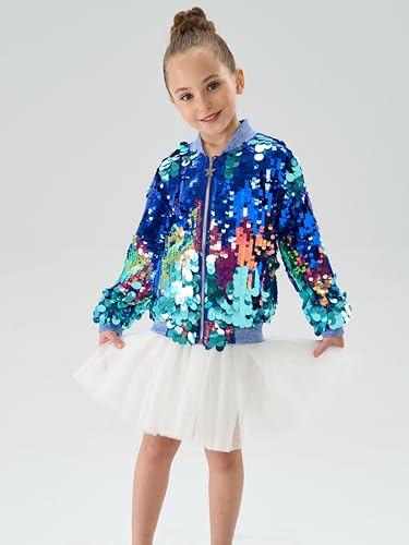 Image of 2Bunnies Girl Ombre Pastel Gradient Shimmer Sparkle Colorful Sequin Bomber Jacket