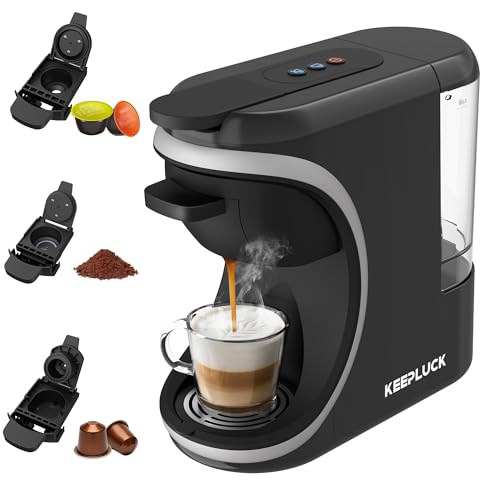 KEEPLUCK Machine à café à capsules 3 en 1 pour Nespresso Original/pour Dolce Gusto/café moulu, Réservoir de stockage d'eau 600 ml (ST-551)