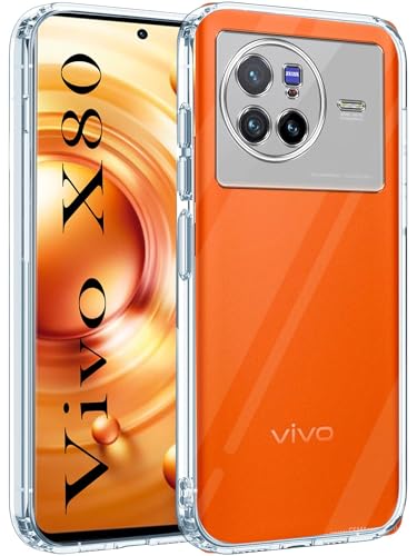 Image of Jkobi Back Case Cover for Vivo X80 (Silicone Clear Shockproof Case with Camera Protection and Dust Plugs | Transparent)