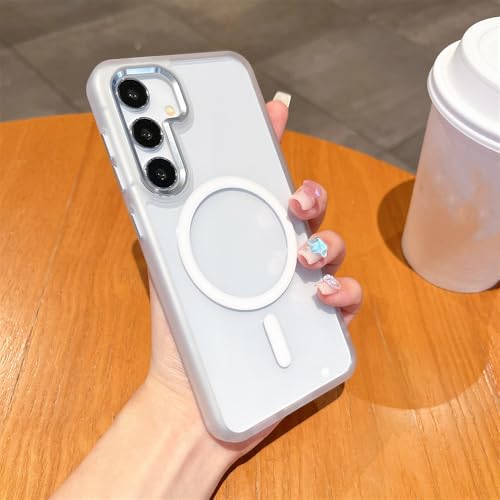 Coque Samsung S24 Ultra transparente et magnétique blanche avec protection antichoc