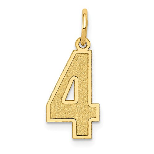 14K Yellow Gold Medium Satin Number 0 Charm