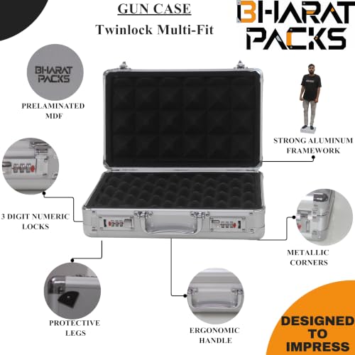 Image of TwinLock Series Multipurpose Case - Flight Case with Dual Combination Locks, Foam Interior for Small Firearms & Accessories (Chrome Silver)