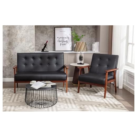 Modern Mid Century Loveseat and Accent Chair Set