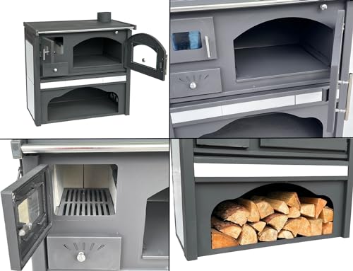 Kaminofen mit Backfach und Herdplatte GFS Keramik Holzofen 6 kW Holz Ofen Mehrfachbelegung Kamin Heizofen Küchenherd – Bild 8