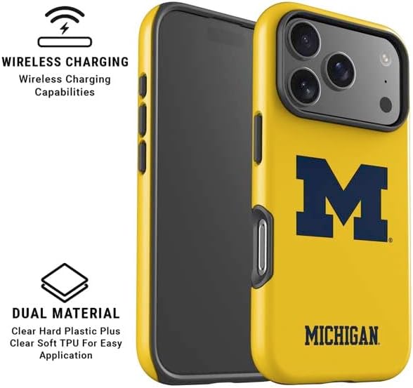 Skinit Impact Phone Case Compatible with iPhone 17 Pro Max Magsafe - Officially Licensed University of Michigan M Logo Yellow Design
