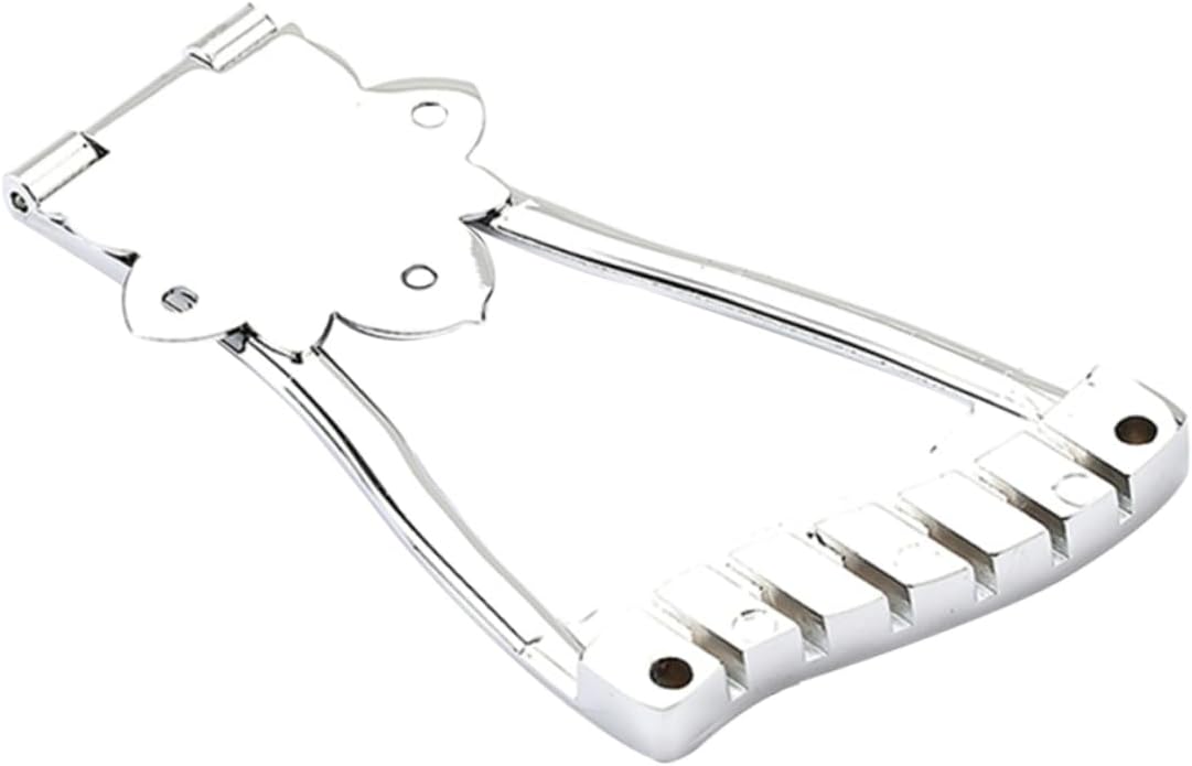 YARNOW GA418A Chrome Metal Guitar Tailpiece Bridge for 6-String Acoustic and Electric Guitars Adjustable Saddle Low Profile Design