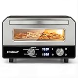 COSTWAY 1700W Electric Pizza Oven Indoor, 6 Presets & 2-Min Rapid Baking Heats up to 750β, Countertop Pizza Oven for 12β Pizzas with Pizza Stone & Cutter Wheel for Home Kitchen
