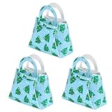 MeevrgR 3 bolsas de fieltro de Navidad con diseño plegable, asa portátil y elementos clásicos de vacaciones para galletas, aperitivos, para decoraciones de dulces y fiestas, 12 x 6 x 13 cm, rojo/verde