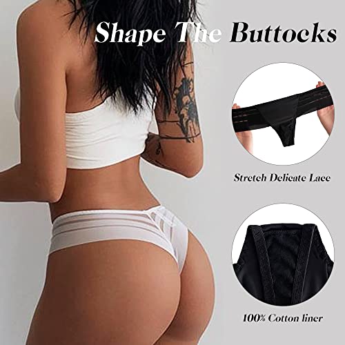 Chahoo Womens Thong Underwear, Sexy Low Rise Panties Seamless G-String T Back Lace Thongs, 5-Pack No Show Thongs For Women #TOP2