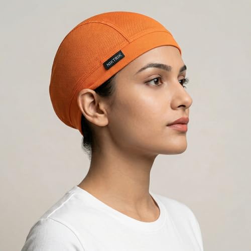 Image of Unisex Helmet Skull Cap for Bikers & Cyclists, Polyester Head Cap, Hair Inner Helmet Cap for Men, Sweat Cooling Beanie Cap, Skull Mask for Summer, Bike Accessories