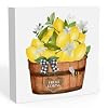 WRSUNT Lemon Decor Summer Lemon Decorations for Home Office Lemon Sign Lemon Home Office Desk Decor Rustic Lemon kitchen Decor Farmhouse Lemon 5 x 5 In