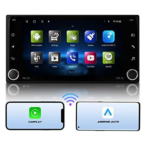 eonon Android 10 8-core 3GB+32GB Car GPS Sat Nav CarPlay Android Auto DSP Bluetooth WiFi USB Support OBDII DAB+ Reversing Camera 7 inch Double Din Headunit for Toyota (Panel size 200x100mm) Q67Pro Cover