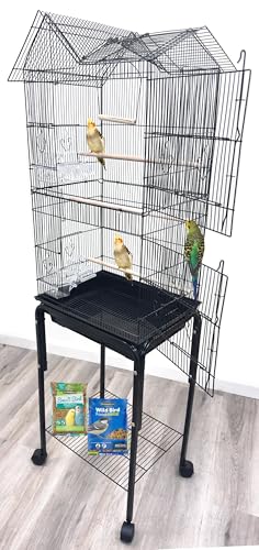 Pet Bird Flight Cage with Rolling Stand