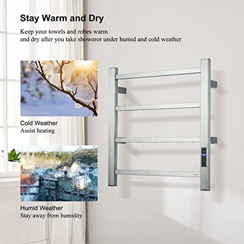 Sharndy Towel Warmer With Built-In Timer Etw13-2A For Bathroom Wall Mounted Bath Towel Heater Plug-In Electric Heated Towel Rack Brushed #TOP5