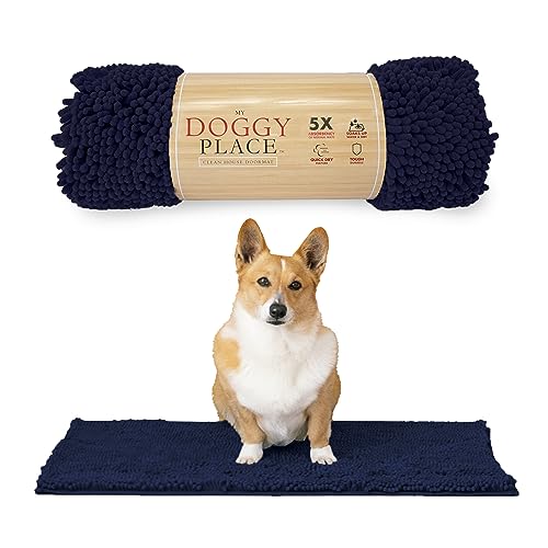 My Doggy Place - Ultra Absorbent Microfiber Dog Door Mat, Durable, Quick Drying, Washable, Prevent Mud Dirt, Keep Your House Clean (Navy Blue, Medium) - 31 x 20 inch…