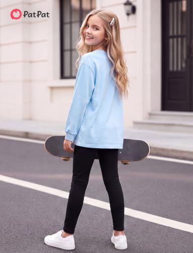 Image of PATPAT Little Girls Clothes Crew Neck Leopard Color Block Sweatshirt and Leggings Girls Outfits Size 4-12Y