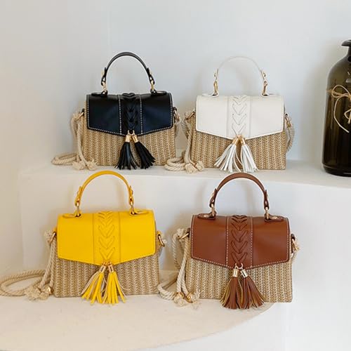 Bolso bandolera de paja tejido miniatura 5