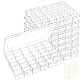 QUEFE 8 Pack 36 Grids Clear Plastic Organizer Storage Box Container, Craft Storage with Adjustable Dividers for Beads, Art DIY, Crafts, Jewelry, Fishing Tackle with Label Stickers