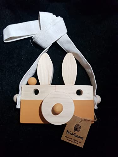 websunday Ahşap Dekoratif Oyuncak Tavşan Fotoğraf Makinesi, Askılı Sevimli Oyuncak, Duyusal Oyuncak, Eğitici Oyuncak, Hayvan Oyuncakları, 1 +2 +3 Yaş Kız Erkek Bebek Çocuk Hediyelik Oyuncak. (Hardal)