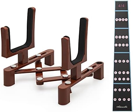 Island of Boa Foldable Violin Stand with Bow Holder - Portable Lightweight Design for 1/8 to 4/4 Size Violins - Complete with Violin Fingerboard Guide Sticker - Violin not included