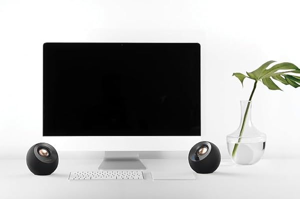 Creative Pebble V2 - Minimalistic 2.0 USB-C Powered Desktop Speakers, 3.5 mm AUX-in, Up to 8W RMS Power for Computers and Laptops, Type-A Adapter Included and Extended Cable (Black) by Creative - Image 2