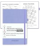 SIMSIMY Premade Dotted Journal Notebook with Bullet Templates, Pre-made Dot Grid Journaling with Undated Weekly & Monthly Planner, Various Trackers - 12 Month Organization, A5 Hardcover