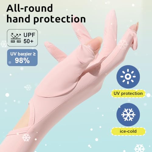 Image of PALAY Hand Gloves for Sun Protection with Arm Sleeves for Women Men, Nylon Ice Silk Sun Protection Gloves Women Cooling UV Hand Cover Arm Sleeves for Bike Riding - Anti-slip