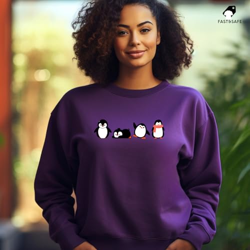 Embroidered Penguin Sweatshirt, Animal Crewneck, Embroidered Penguin Crewneck Animal Lover Sweatshirt, Cute Penguins Crewneck, Fun Outfit3