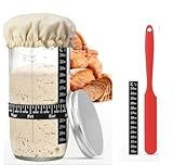 Sauerteig Starter Set, 730ML Sauerteig-Starterglas,Fermentierglas,Sauerteig Glas, mit Spatel u. Thermometer, Cloth Cover & Metall-Deckel, Hausbacken Zubehör