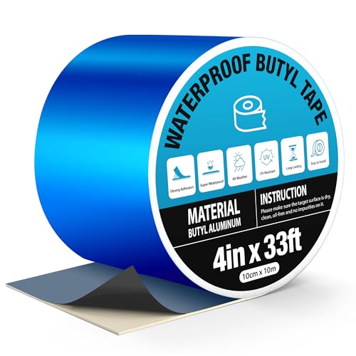 RV Roof Tape Waterproof Butyl Sealant Tape 4" x 33ft, Blue