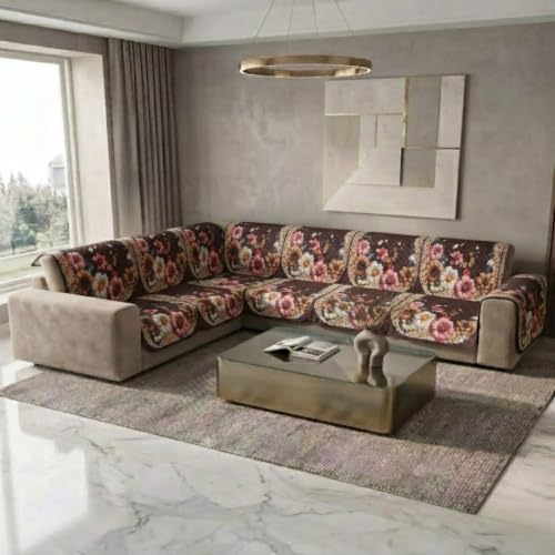 Image of L Shape Sofa Cover 3+2 Seater Pack of 14 (Coffee 7D)