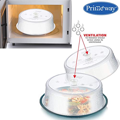 Image of Primeway Plastic O 21cm | Microwave Multipurpose Large Food Cover Lid | 8.25 inch | 2 Pcs Set | Transparent