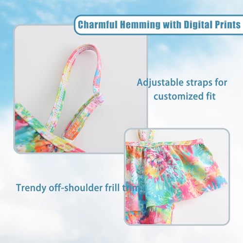 Image of Girls One Piece Swimsuits Off Shoulder Bathing Suit for Kids Hawaiian Swimwear 3-16 Years