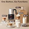 Montalatte Elettrico, Morpilot Milk Frother in Acciaio Inossidabile, 6 in 1 Funzione, Capacità 250ml Cappuccino o 500 ml Latte Caldo, Design Diviso, Nero