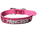 Plug Emporium Hot Pink PU Vegan Leather Bondage Type BDSM Choker Collar Rhinestone Princess