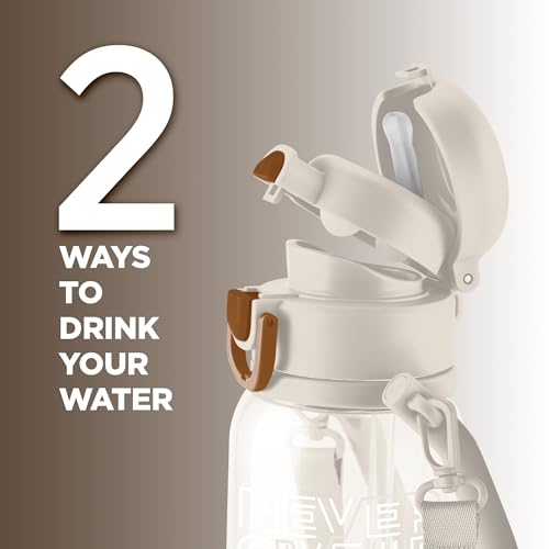 Image of MILTON Regan 1000 2-in-1 Lid Sip or Gulp Water Bottle 1 ltr | Sturdy Handle And Strap | BPA Free| Food-Grade | One-Touch Open | Leak-Proof | Ideal for Office, School, College, Gym, White