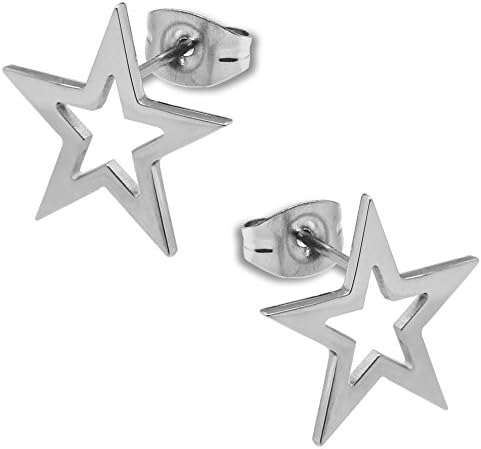 Soul-Cats Orecchini Rettangolari In Acciaio Inox Argento - Minimal Chic, Chiusura A Scatto - 20x11 Mm