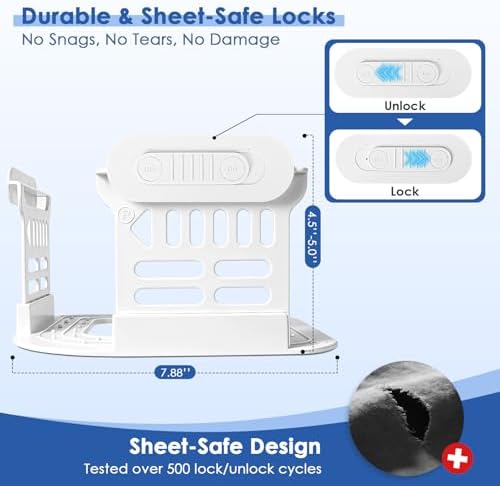 AMOVO Bed Sheet Holders for Corners Fitted Sheet Grippers Heavy Duty Bedsheet Holders, Keep Sheets on Bed Tight & Firmly, Secure Locks for Mattress Flat Sheet, Gentle on All Fabrics (Off-White)