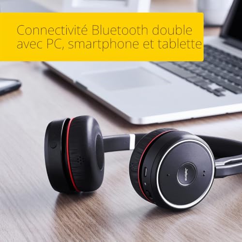 Casque Jabra EVOLVE 75 MS - Sans fil - Bluetooth - 40 mm - Stéréo - Sur tête - Design Circumaural - Portée 30,5 m - Fréquence 20 Hz/20 kHz - Anti-bruit