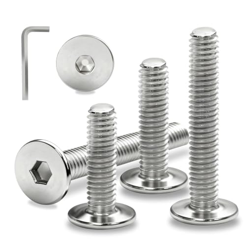 Ezitruz Lot de 12 vis à tête plate M8 x 45 mm en acier inoxydable A2 V2A Vis à tête bombée à six pans creux Vis de meubles Filetage complet Vis de machine pour meubles, maison, construction