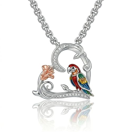 LUANIOL Parrot Necklace 18K White Gold Plated Parrot Pendant Necklace