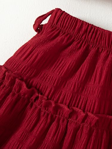 Image of Girls Outfits Puff Sleeves Off Shoulder Crop Tops and Ruffle Flared Hem Skirt Set Toddler Summer Clothes