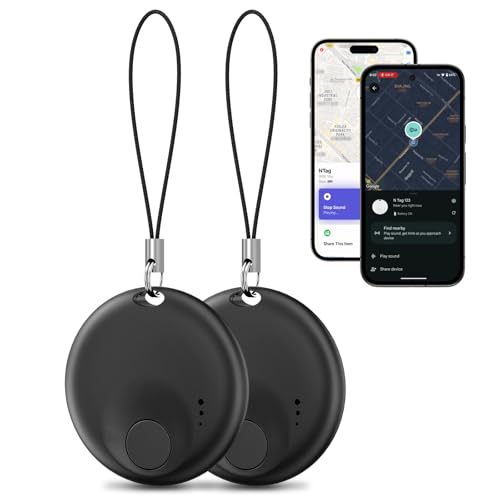 [2 Pack] Tracker Tags - 2 Pack for Android & iOS Find My Apps, Bluetooth Tracker Compatible with Both Google's Find Hub & Apple Find My App, Item Finder for Keys, Wallet, Luggage, Bicycle