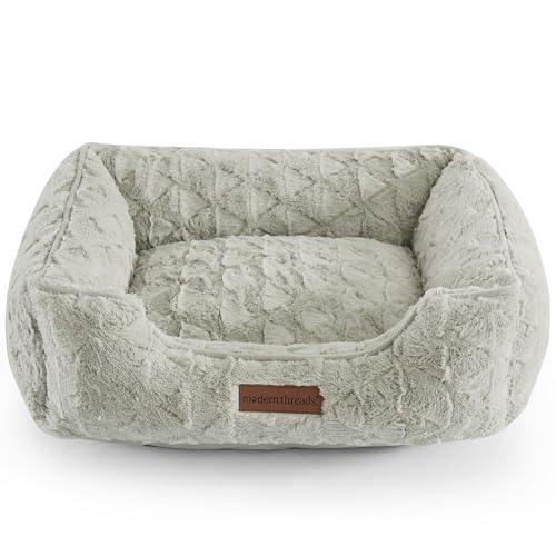 Image of Modern Threads Ultra Soft Plush Pet Bed for Small and Medium Dogs with Elegant Texture and Stylish Design, Removable Washable Cover, Grey, (24 inch L x 20 inch W x 8 inch Th)